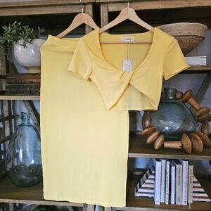 L*SPACE Isla Top And Skirt Set Size L Yellow NWT